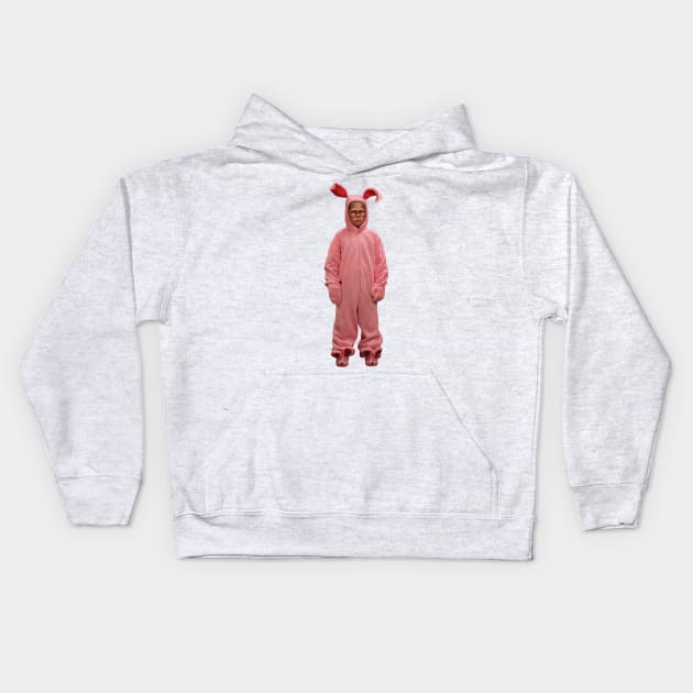 Christmas Story Bunny Costume Kids Hoodie by justin_weise